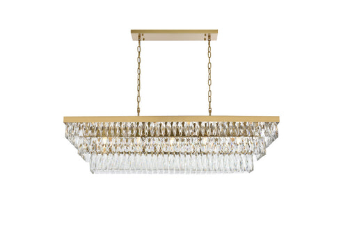 Elegant Lighting Josephine 17 Light Pendant L48 Inch W16 Inch 11.5 Inch L17 Satin Gold in Satin Gold and Clear Finish Model: 1060G48SG