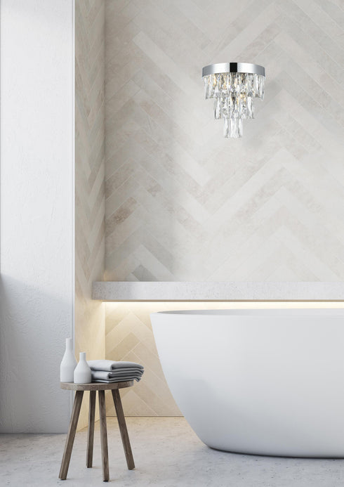 Elegant Lighting Josephine 2 Light Wall Sconce W10 Inch S6.3 Inch H10.5 Inch L2 Chrome in Chrome and Clear Finish Model: 1060W10C