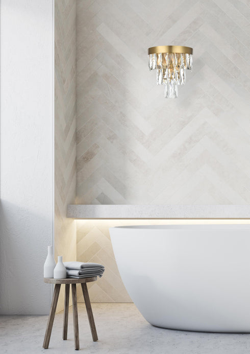 Elegant Lighting Josephine 2 Light Wall Sconce W10 Inch S6.3 Inch H10.5 Inch L2 Satin Gold in Satin Gold and Clear Finish Model: 1060W10SG