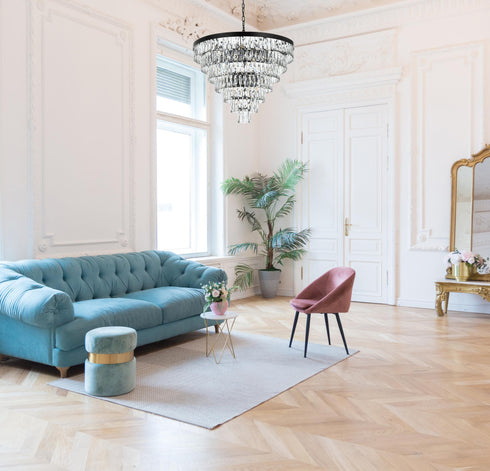 Elegant Lighting Josephine 25 Light Pendant D32 Inch H24 Inch L25 Black in Black and Clear Finish Model: 1060D32BK