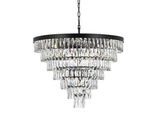 Elegant Lighting Josephine 25 Light Pendant D32 Inch H24 Inch L25 Black in Black and Clear Finish Model: 1060D32BK