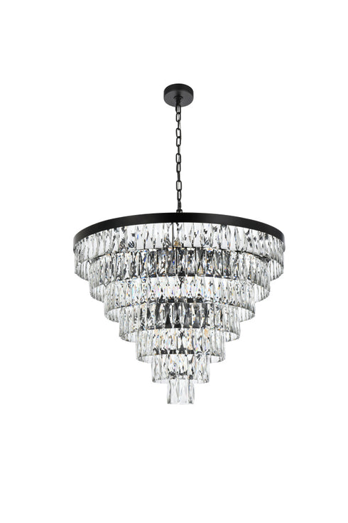 Elegant Lighting Josephine 25 Light Pendant D32 Inch H24 Inch L25 Black in Black and Clear Finish Model: 1060D32BK