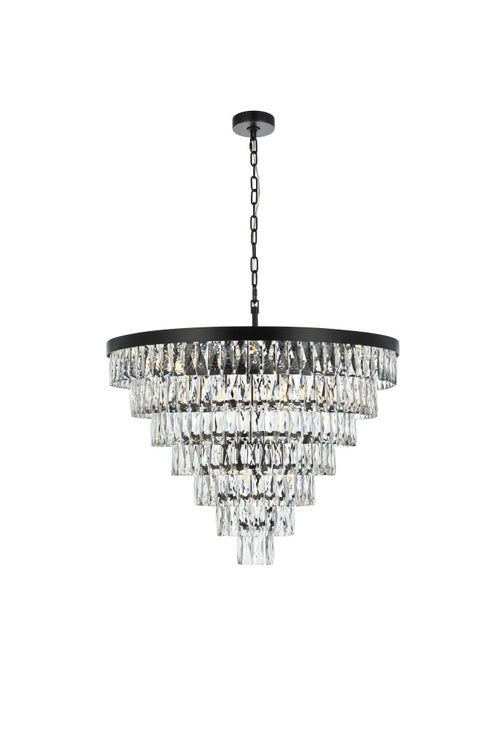 Elegant Lighting Josephine 25 Light Pendant D32 Inch H24 Inch L25 Black in Black and Clear Finish Model: 1060D32BK