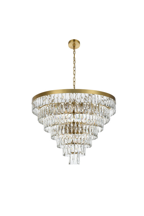 Elegant Lighting Josephine 25 Light Pendant D32 Inch H24 Inch L25 Satin Gold in Satin Gold and Clear Finish Model: 1060D32SG