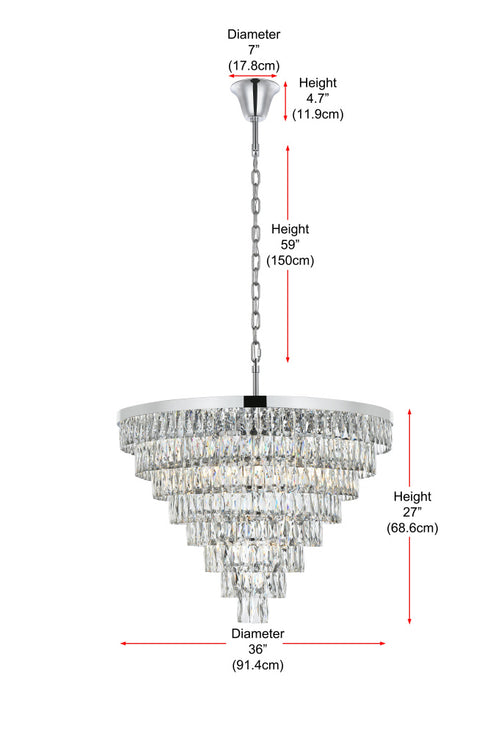 Elegant Lighting Josephine 29 Light Pendant D36 Inch H27 Inch L29 Chrome in Chrome and Clear Finish Model: 1060D36C
