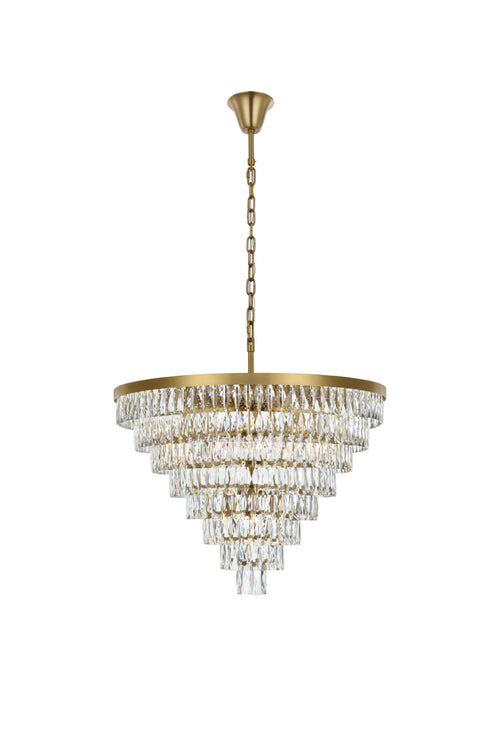 Elegant Lighting Josephine 29 Light Pendant D36 Inch H27 Inch L29 Satin Gold in Satin Gold and Clear Finish Model: 1060D36SG