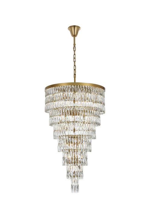 Elegant Lighting Josephine 41 Light Pendant D32 Inch H54 Inch L41 Satin Gold in Satin Gold and Clear Finish Model: 1060SR32SG