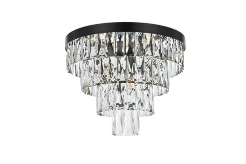 Elegant Lighting Josephine 6 Light Flush Mount D18 Inch H15.5 Inch L6 Black in Black and Clear Finish Model: 1060F18BK