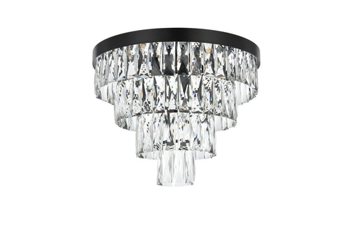 Elegant Lighting Josephine 6 Light Flush Mount D18 Inch H15.5 Inch L6 Black in Black and Clear Finish Model: 1060F18BK