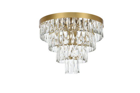 Elegant Lighting Josephine 6 Light Flush Mount D18 Inch H15.5 Inch L6 Satin Gold in Satin Gold and Clear Finish Model: 1060F18SG