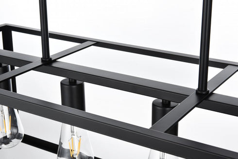 Elegant Lighting Judah 4 Light Pendant L30.5 Inch xW12 Inch xH11 Inch L4 in Black Model: LD723D31BK