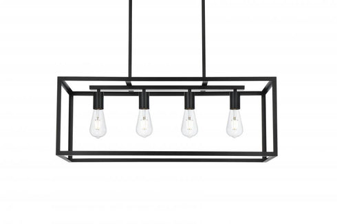 Elegant Lighting Judah 4 Light Pendant L30.5 Inch xW12 Inch xH11 Inch L4 in Black Model: LD723D31BK