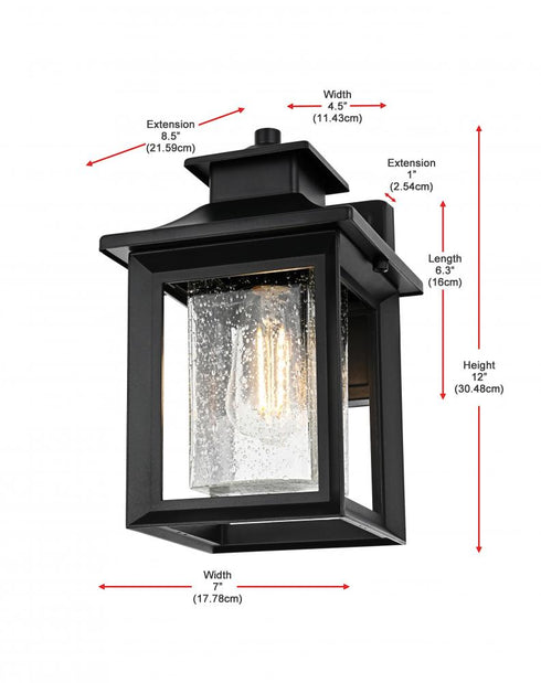 Elegant Lighting Judson 7 inch Outdoor Pendant in Black Model: OD348W12BK