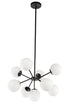 Elegant Lighting Jupiter 9 light in Black and Frosted White glass pendant Model: LD5028D27BK