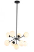Elegant Lighting Jupiter 9 light in Black and Frosted White glass pendant Model: LD5028D27BK