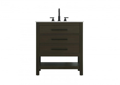 Elegant Lighting Karson Vanity Cabinet 2DW 30 Inch W x 22 Inch D x 34 Inch H in Chestnut Brown Model: VF60530MCB