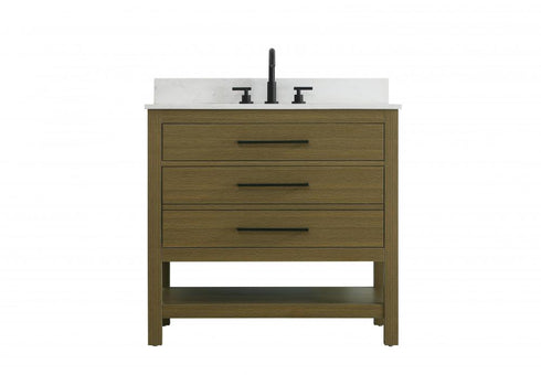 Elegant Lighting Karson Vanity Cabinet 2DW 36 Inch W x 22 Inch D x 34 Inch H in Chestnut Brown Model: VF60536MCB