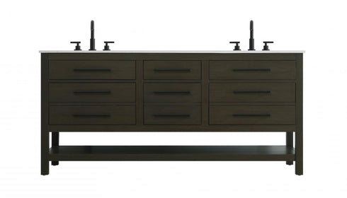 Elegant Lighting Karson Vanity Cabinet 6Dw 72 Inch W x 22 Inch D x 34 Inch H in Chestnut Brown Model: VF60572DMCB