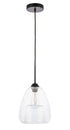 Elegant Lighting Kason 1 light in Black and Clear glass pendant Model: LD5031D8BK