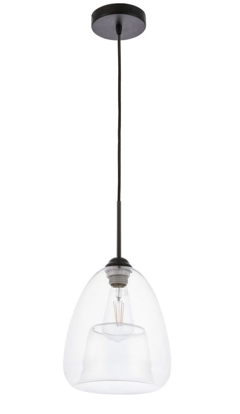 Elegant Lighting Kason 1 light in Black and Clear glass pendant Model: LD5031D8BK