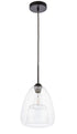 Elegant Lighting Kason 1 light in Black and Clear glass pendant Model: LD5031D8BK