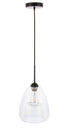 Elegant Lighting Kason 1 light in Black and Clear glass pendant Model: LD5031D8BK