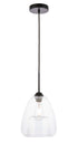 Elegant Lighting Kason 1 light in Black and Clear glass pendant Model: LD5031D8BK