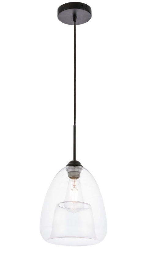Elegant Lighting Kason 1 light in Black and Clear glass pendant Model: LD5031D8BK