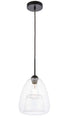 Elegant Lighting Kason 1 light in Black and Clear glass pendant Model: LD5031D8BK