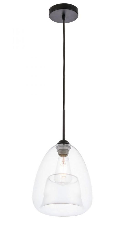 Elegant Lighting Kason 1 light in Black and Clear glass pendant Model: LD5031D8BK