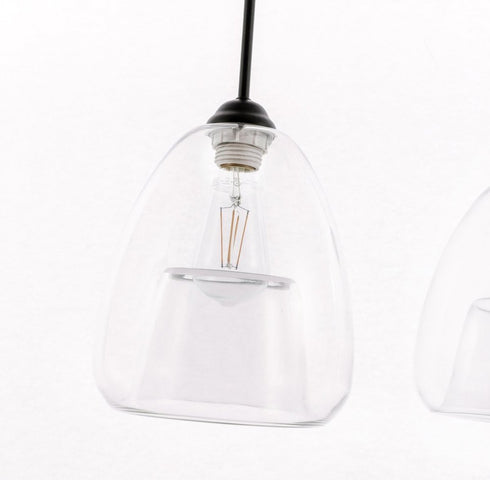 Elegant Lighting Kason 3 light in Black and Clear glass pendant Model: LD5032D36BK