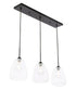 Elegant Lighting Kason 3 light in Black and Clear glass pendant Model: LD5032D36BK