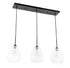 Elegant Lighting Kason 3 light in Black and Clear glass pendant Model: LD5032D36BK