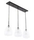 Elegant Lighting Kason 3 light in Black and Clear glass pendant Model: LD5032D36BK