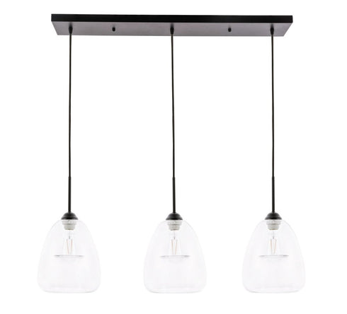 Elegant Lighting Kason 3 light in Black and Clear glass pendant Model: LD5032D36BK