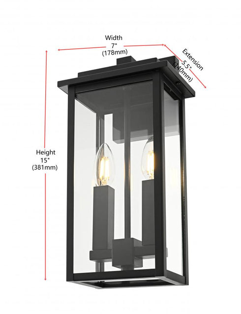 Elegant Lighting Kaysen 7 inch Outdoor Wall Sconce in Black Model: OD501W15BK