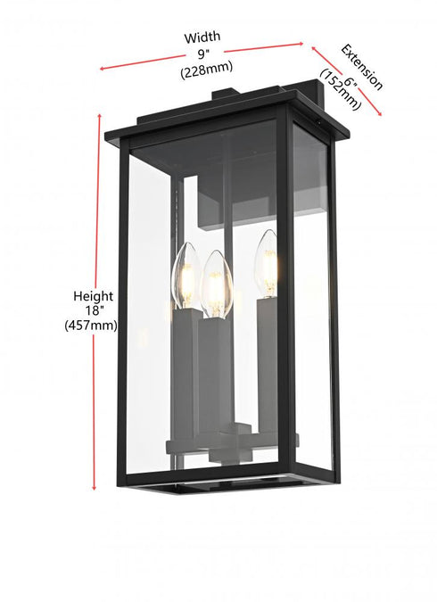 Elegant Lighting Kaysen 9 inch Outdoor Wall Sconce in Black Model: OD501W18BK