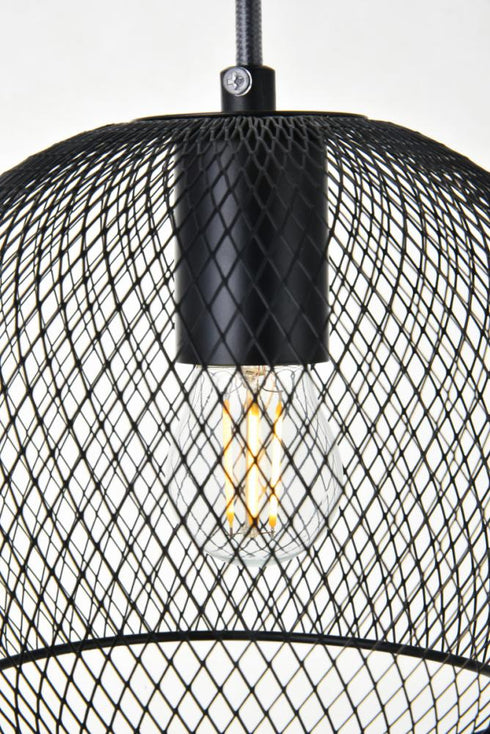 Elegant Lighting Keller 1 Light in Black Pendant Model: LD2248BK