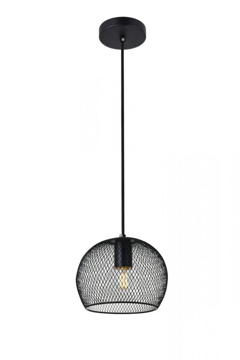 Elegant Lighting Keller 1 Light in Black Pendant Model: LD2249BK