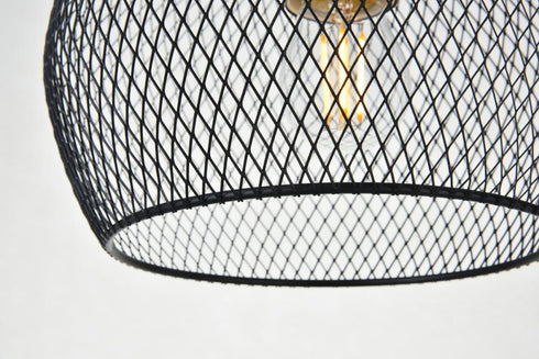 Elegant Lighting Keller 1 Light in Black Pendant Model: LD2249BK