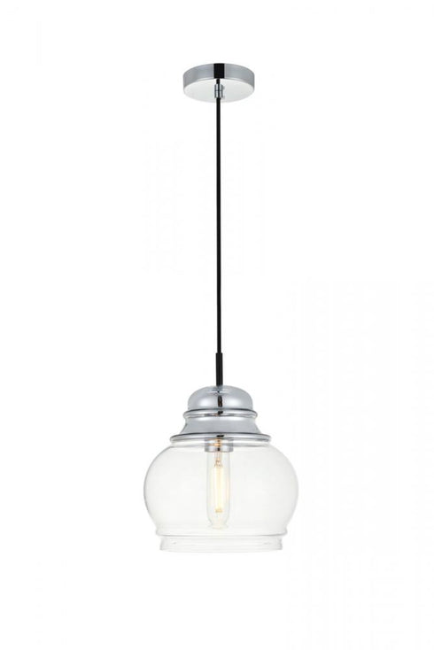 Elegant Lighting Kenna 1 Light Black Pendant With Clear Glass in Black and Clear Finish Model: LD2252BK