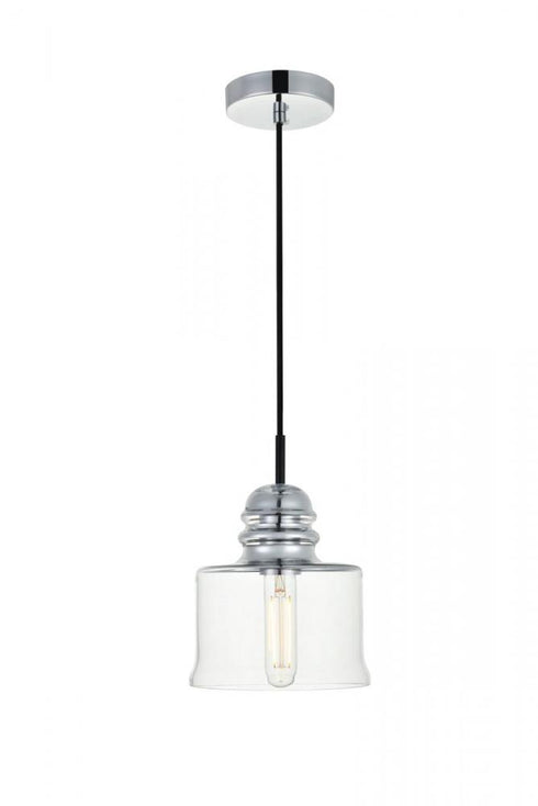 Elegant Lighting Kenna 1 Light Black Pendant With Clear Glass in Black and Clear Finish Model: LD2253BK