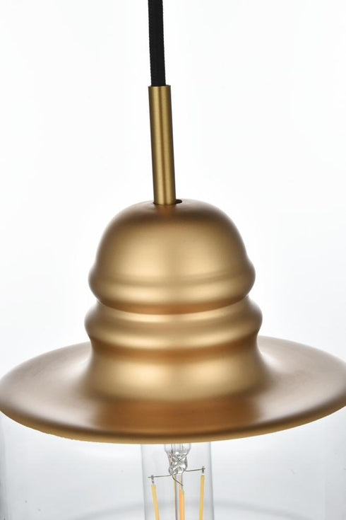 Elegant Lighting Kenna 6.5 inch Pendant Clear Shade in Satin Gold in Satin Gold and Clear Finish Model: LD2253SG