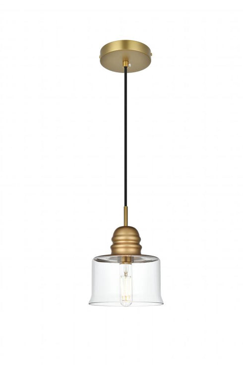 Elegant Lighting Kenna 6.5 inch Pendant Clear Shade in Satin Gold in Satin Gold and Clear Finish Model: LD2253SG