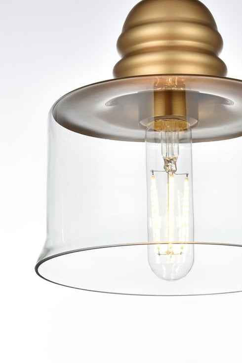 Elegant Lighting Kenna 6.5 inch Pendant Clear Shade in Satin Gold in Satin Gold and Clear Finish Model: LD2253SG