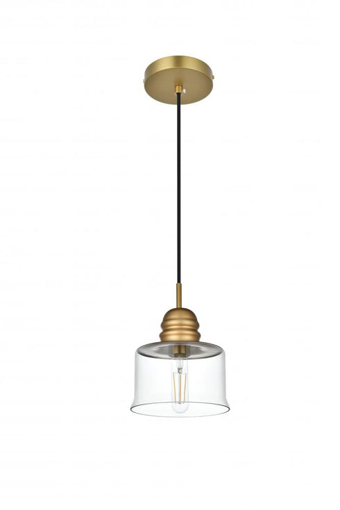 Elegant Lighting Kenna 6.5 inch Pendant Clear Shade in Satin Gold in Satin Gold and Clear Finish Model: LD2253SG