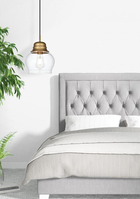 Elegant Lighting Kenna 8 inch Pendant Clear Shade in Satin Gold in Satin Gold and Clear Finish Model: LD2252SG