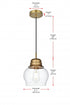 Elegant Lighting Kenna 8 inch Pendant Clear Shade in Satin Gold in Satin Gold and Clear Finish Model: LD2252SG