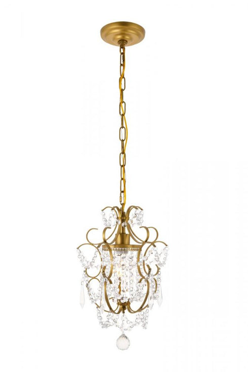 Elegant Lighting Kirin 1 Light brass Pendant Model: LD5017D11BR
