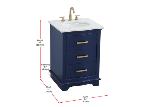 Elegant Lighting Knox Vanity Cabinet 24 Inch W x 22 Inch D x 34 Inch H blue Model: VF10224BL